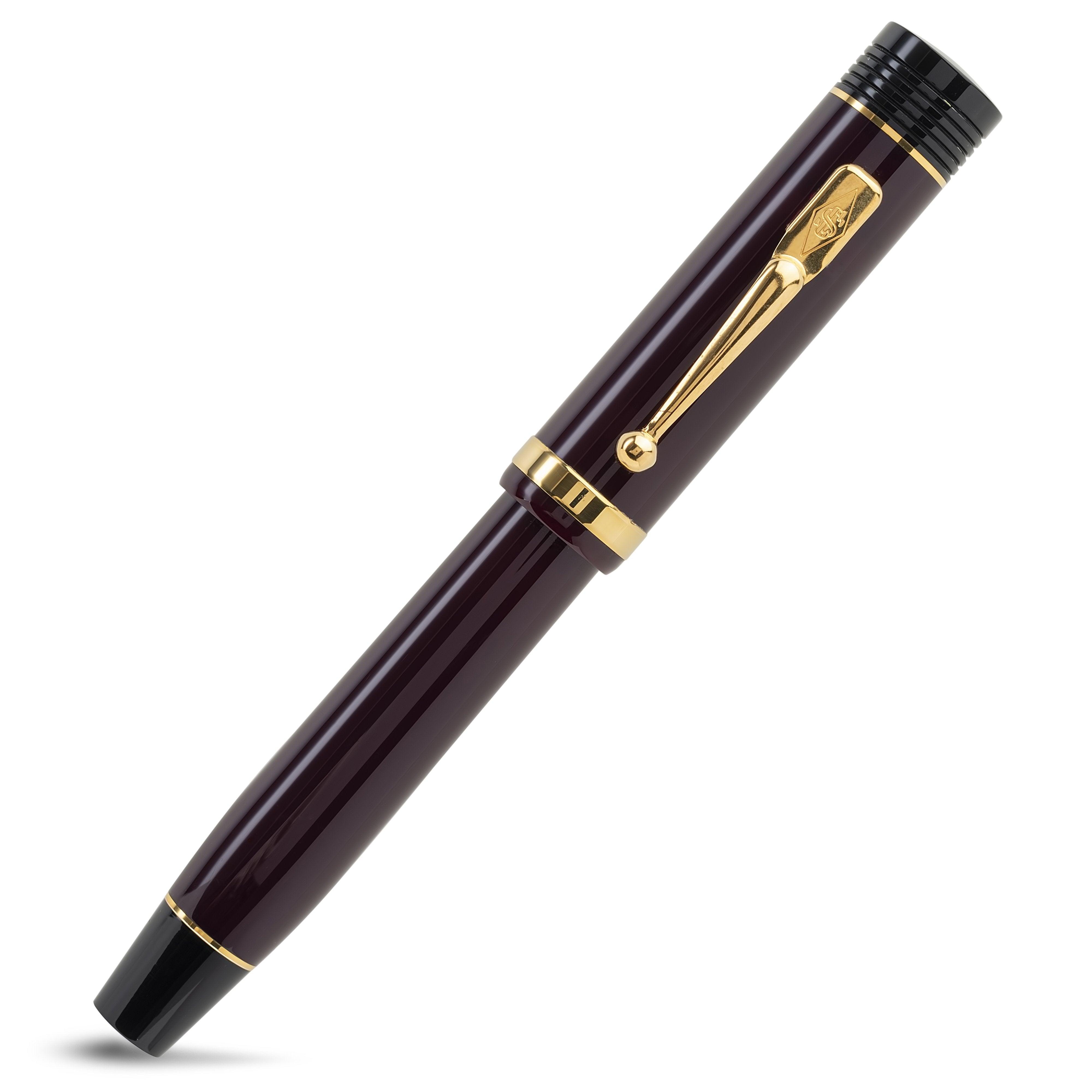 Conway Stewart Churchill Bordeaux rollerball capped, rich bordeaux resin with gold clip